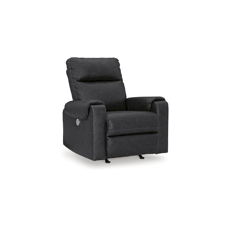 Fauteuil inclinable motorisé traditionnel en micro-chenille de couleur gravier/cendres/carbone avec port USB, une place