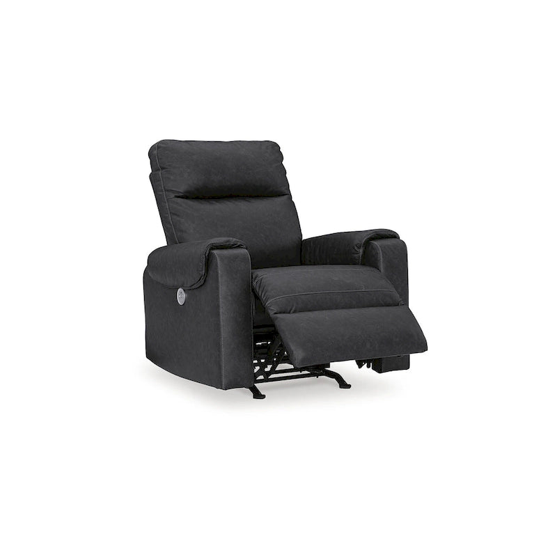 Fauteuil inclinable motorisé traditionnel en micro-chenille de couleur gravier/cendres/carbone avec port USB, une place