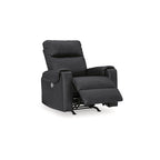 Fauteuil inclinable motorisé traditionnel en micro-chenille de couleur gravier/cendres/carbone avec port USB, une place