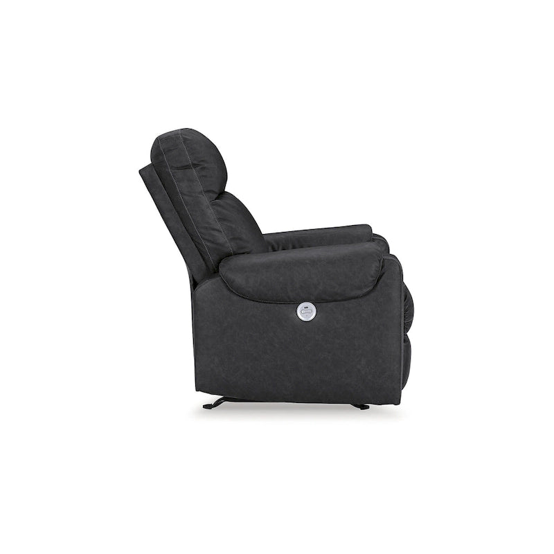 Fauteuil inclinable motorisé traditionnel en micro-chenille de couleur gravier/cendres/carbone avec port USB, une place