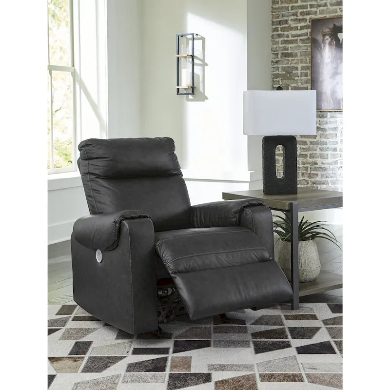Fauteuil inclinable motorisé traditionnel en micro-chenille de couleur gravier/cendres/carbone avec port USB, une place