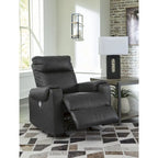 Fauteuil inclinable motorisé traditionnel en micro-chenille de couleur gravier/cendres/carbone avec port USB, une place