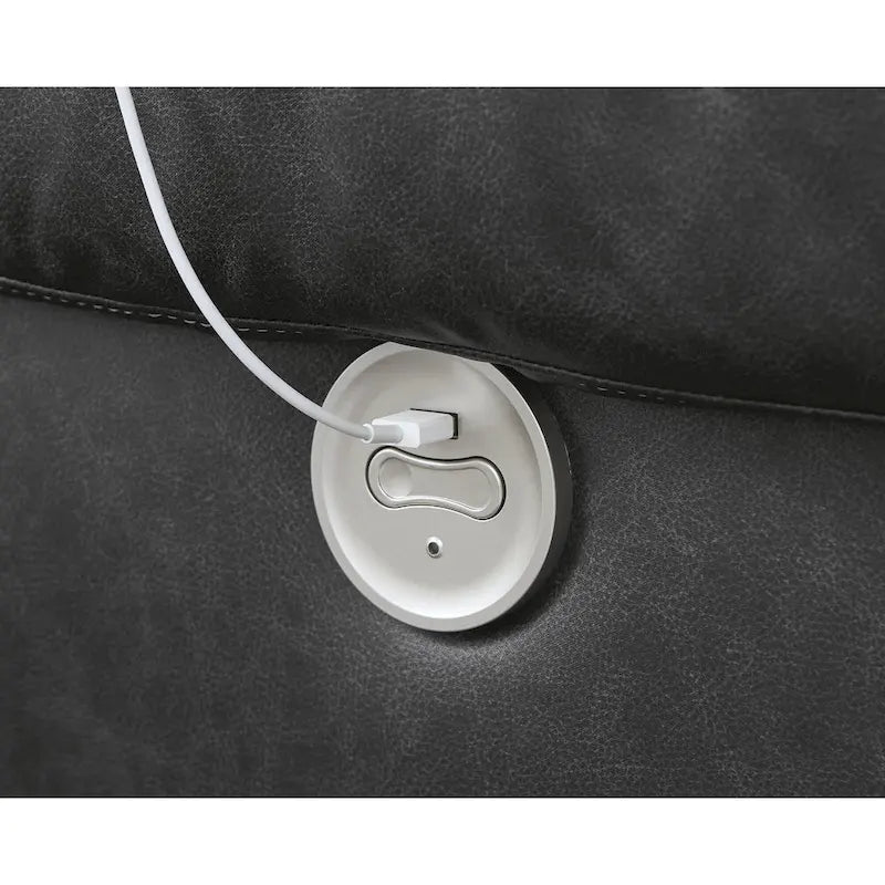 Fauteuil inclinable motorisé traditionnel en micro-chenille de couleur gravier/cendres/carbone avec port USB, une place