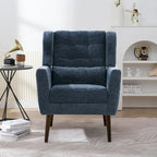 Fauteuil d'appoint moderne en chenille avec oreiller lombaire et pieds en bois, simple — Orange / Beige / Vert / Gris / Bleu foncé / Sarcelle / Vert olive