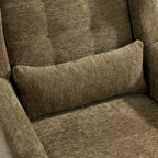 Fauteuil d'appoint moderne en chenille avec oreiller lombaire et pieds en bois, simple — Orange / Beige / Vert / Gris / Bleu foncé / Sarcelle / Vert olive