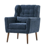 Fauteuil d'appoint moderne en chenille avec oreiller lombaire et pieds en bois, simple — Orange / Beige / Vert / Gris / Bleu foncé / Sarcelle / Vert olive