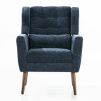Fauteuil d'appoint moderne en chenille avec oreiller lombaire et pieds en bois, simple — Orange / Beige / Vert / Gris / Bleu foncé / Sarcelle / Vert olive