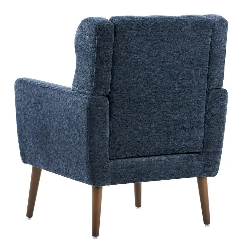 Fauteuil d'appoint moderne en chenille avec oreiller lombaire et pieds en bois, simple — Orange / Beige / Vert / Gris / Bleu foncé / Sarcelle / Vert olive