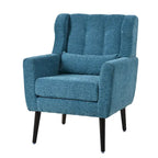 Fauteuil d'appoint moderne en chenille avec oreiller lombaire et pieds en bois, simple — Orange / Beige / Vert / Gris / Bleu foncé / Sarcelle / Vert olive