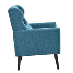 Fauteuil d'appoint moderne en chenille avec oreiller lombaire et pieds en bois, simple — Orange / Beige / Vert / Gris / Bleu foncé / Sarcelle / Vert olive