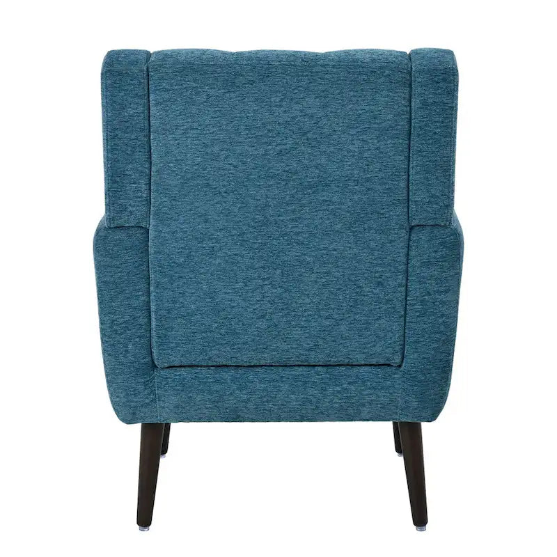 Fauteuil d'appoint moderne en chenille avec oreiller lombaire et pieds en bois, simple — Orange / Beige / Vert / Gris / Bleu foncé / Sarcelle / Vert olive