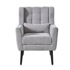 Fauteuil d'appoint moderne en chenille avec oreiller lombaire et pieds en bois, simple — Orange / Beige / Vert / Gris / Bleu foncé / Sarcelle / Vert olive