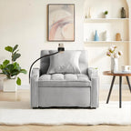 Fauteuil convertible lit gris / beige / noir / rose avec port USB, 1 place