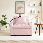 Fauteuil convertible lit gris / beige / noir / rose avec port USB, 1 place