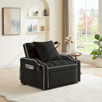 Fauteuil convertible lit gris / beige / noir / rose avec port USB, 1 place