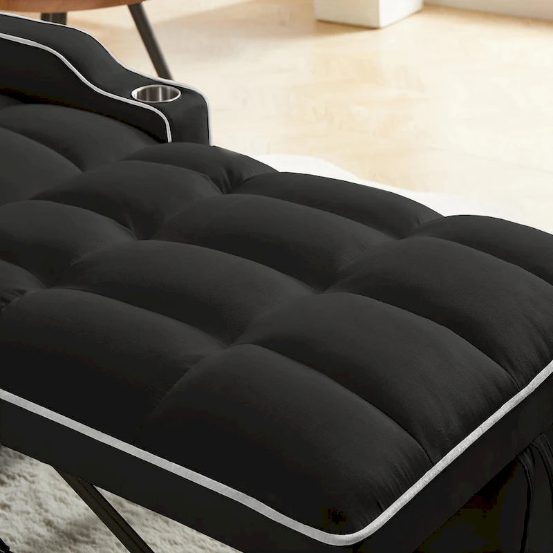 Fauteuil convertible lit gris / beige / noir / rose avec port USB, 1 place