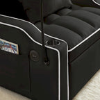 Fauteuil convertible lit gris / beige / noir / rose avec port USB, 1 place