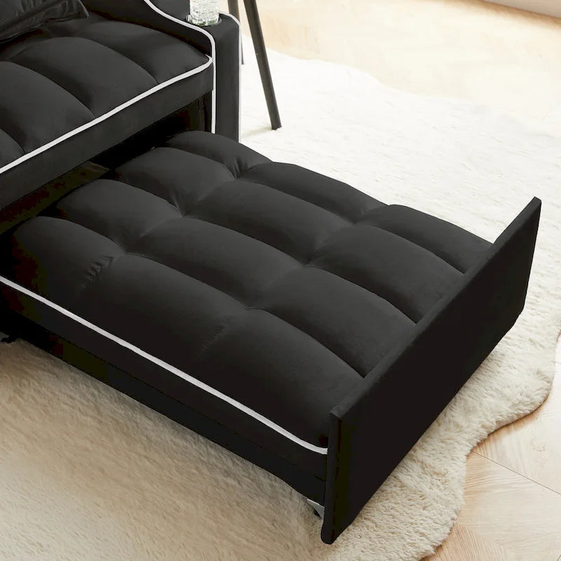 Fauteuil convertible lit gris / beige / noir / rose avec port USB, 1 place