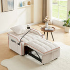 Fauteuil convertible lit gris / beige / noir / rose avec port USB, 1 place