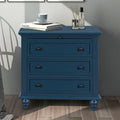 Table d'appoint en pin et MDF avec 3 tiroirs et pieds en hévéa, coloris bleu / marron / noir / blanc