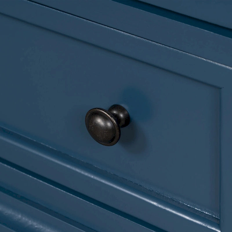 Table d'appoint en pin et MDF avec 3 tiroirs et pieds en hévéa, coloris bleu / marron / noir / blanc