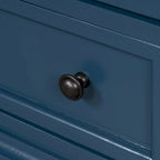 Table d'appoint en pin et MDF avec 3 tiroirs et pieds en hévéa, coloris bleu / marron / noir / blanc
