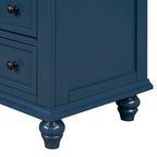 Table d'appoint en pin et MDF avec 3 tiroirs et pieds en hévéa, coloris bleu / marron / noir / blanc
