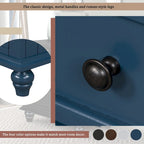 Table d'appoint en pin et MDF avec 3 tiroirs et pieds en hévéa, coloris bleu / marron / noir / blanc