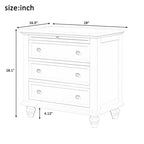 Table d'appoint en pin et MDF avec 3 tiroirs et pieds en hévéa, coloris bleu / marron / noir / blanc
