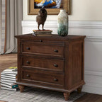 Table d'appoint en pin et MDF avec 3 tiroirs et pieds en hévéa, coloris bleu / marron / noir / blanc