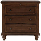 Table d'appoint en pin et MDF avec 3 tiroirs et pieds en hévéa, coloris bleu / marron / noir / blanc