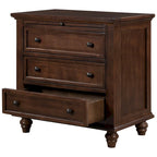 Table d'appoint en pin et MDF avec 3 tiroirs et pieds en hévéa, coloris bleu / marron / noir / blanc