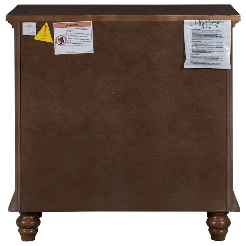 Table d'appoint en pin et MDF avec 3 tiroirs et pieds en hévéa, coloris bleu / marron / noir / blanc