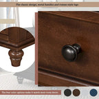 Table d'appoint en pin et MDF avec 3 tiroirs et pieds en hévéa, coloris bleu / marron / noir / blanc