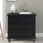 Table d'appoint en pin et MDF avec 3 tiroirs et pieds en hévéa, coloris bleu / marron / noir / blanc
