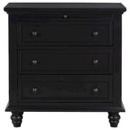 Table d'appoint en pin et MDF avec 3 tiroirs et pieds en hévéa, coloris bleu / marron / noir / blanc