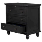 Table d'appoint en pin et MDF avec 3 tiroirs et pieds en hévéa, coloris bleu / marron / noir / blanc