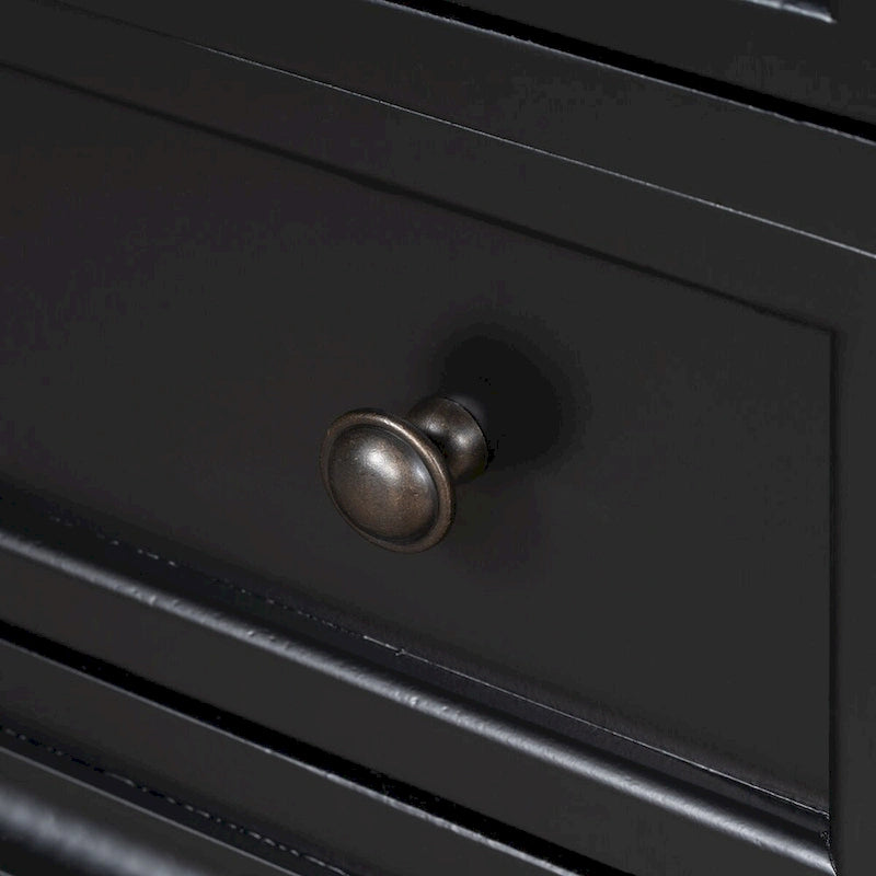 Table d'appoint en pin et MDF avec 3 tiroirs et pieds en hévéa, coloris bleu / marron / noir / blanc