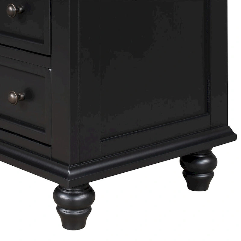 Table d'appoint en pin et MDF avec 3 tiroirs et pieds en hévéa, coloris bleu / marron / noir / blanc