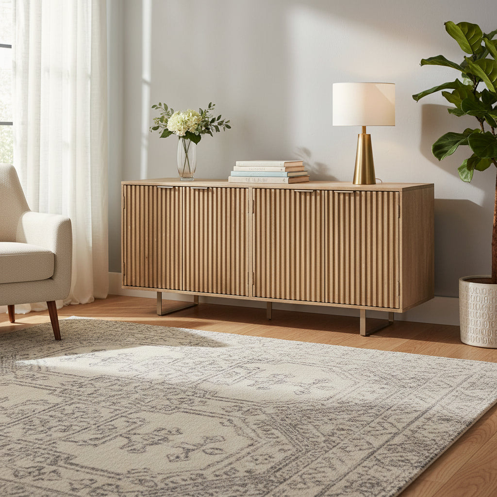 Dayton 72-inch Mid-Century Modern Sideboard In Channeled Mango Wood