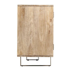 Bahut moderne du milieu du siècle, marron clair, bois de manguier cannelé, 4 portes