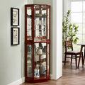 Vitrine d'angle Curio avec lumières et miroir, Merisier / Noyer / Chêne, 6 étagères