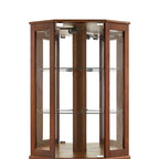 Vitrine d'angle Curio avec lumières et miroir, Merisier / Noyer / Chêne, 6 étagères
