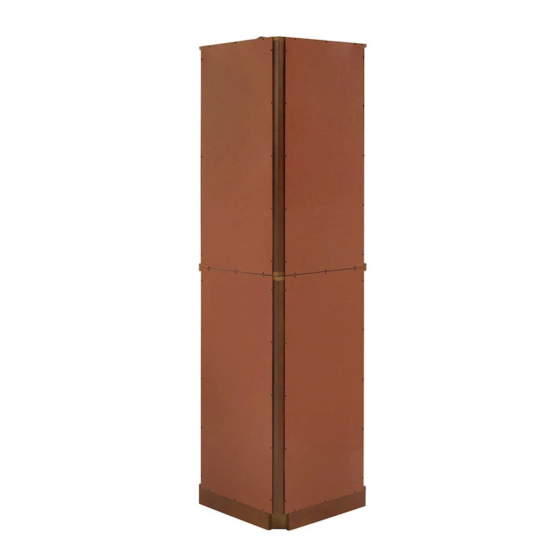Vitrine d'angle Curio avec lumières et miroir, Merisier / Noyer / Chêne, 6 étagères