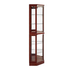 Vitrine d'angle Curio avec lumières et miroir, Merisier / Noyer / Chêne, 6 étagères