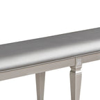 Banc de salle à manger contemporain 60", gris / taupe / argent, similicuir, pieds à motif de losanges, pour 3 personnes