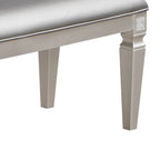 Banc de salle à manger contemporain 60", gris / taupe / argent, similicuir, pieds à motif de losanges, pour 3 personnes
