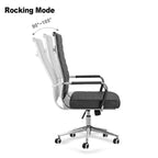 Chaise de bureau ergonomique pivotante en cuir PU côtelé marron / bleu / blanc / noir / gris avec support lombaire, simple