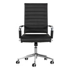 Chaise de bureau ergonomique pivotante en cuir PU côtelé marron / bleu / blanc / noir / gris avec support lombaire, simple
