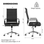 Chaise de bureau ergonomique pivotante en cuir PU côtelé marron / bleu / blanc / noir / gris avec support lombaire, simple